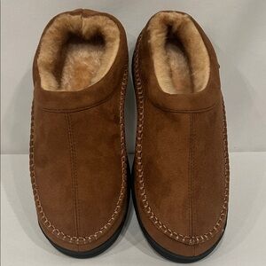 Cozy Brown Faux Fur Lined Loafers for Men 9-10.  C2
